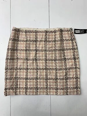 Saia xadrez rosa feminina INC International Concepts tamanho 14 - Imagem 1 de 4