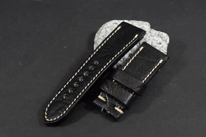 UHRENARMBAND 26/24 115/75 MM CARABU SCHWARZ ECHT LEDER F. PANERAI MA STRAP 389 - Picture 1 of 8