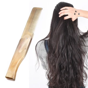 Women Ox Horn Fine Tooth Pocket Folding Comb All Hair Types Beard Mus:-o - Picture 1 of 11