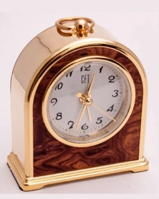 CFT :BRUSHED GOLD METAL CASE ELEGANT STYLE BEDSIDE ALARM CLOCK, MADE IN TIWAN - Image 1 of 2