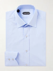 Authentic TOM FORD Cotton-Poplin Light Baby Blue Shirt 40 / 15.75 UK £520 New - Picture 1 of 9