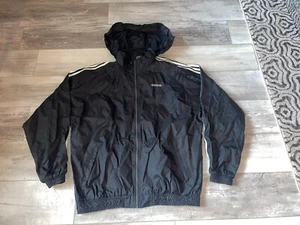 Vintage Adidas Bomber Jacket Size XL Black Embroidered 90s Hip Hop Rap - Picture 1 of 12