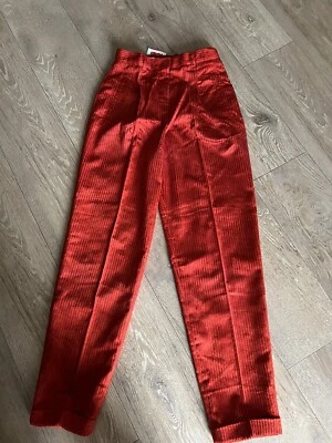 Pantalón Mondi vintage para mujer de terciopelo/pana carmesí ladrillo con puños. Talla 38.Nuevo con etiquetas Foto 1 de 4