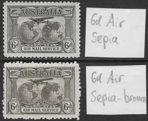 AUSTRALIA 1931. 6d. AIRMAIL x 2 MH. IN DIFFERENT SHADES. SG. 139. (D544) - Picture 1 of 4