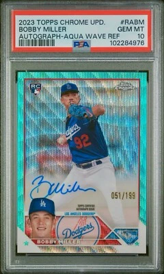 2023 Topps Chrome Update Bobby Miller Auto✍️ Aqua Wave Refractor /199 💎PSA10💎! - Image 1 of 4