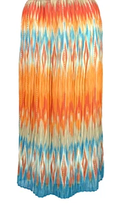 Ruby Rd Skirt 20W Bright Orange Teal Accordion Crinkle Layer Stretch Long Length - Picture 1 of 5