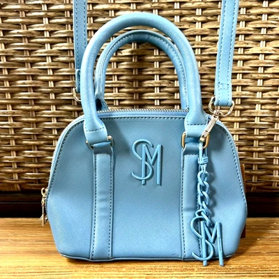 Steve Madden Mini Dome Satchel Light Blue Crossbody Top Handle SM Logo Charm NWT - Image 1 of 4
