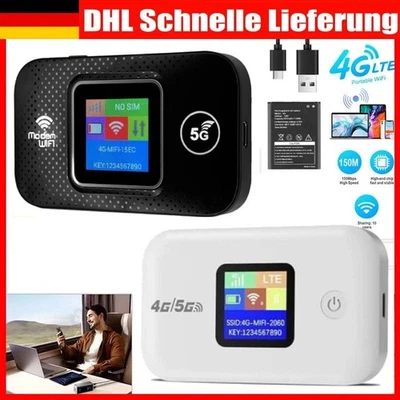 4G 5G LTE Tragbare Mobiler Wireless WLAN Router Hotspot WiFi Modem SIM Karte DE - Bild 1 von 4