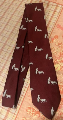 Vtg NYSE New York Stock Exchange Tie Burgundy Red Bears Bulls Polyester Cool! - Image 1 of 4