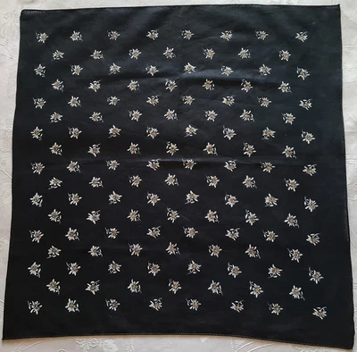 BUFANDA VINTAGE AUTÉNTICA DIRNDL TRACHTEN TIROLEAN ART ALGODÓN BLANCO NOBLE 21" CUADRADO Foto 1 de 3