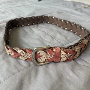 Vintage Braided Belt Ladies Cutwork Leather 110cm Western Cowgirl Farm Core - Picture 1 of 8