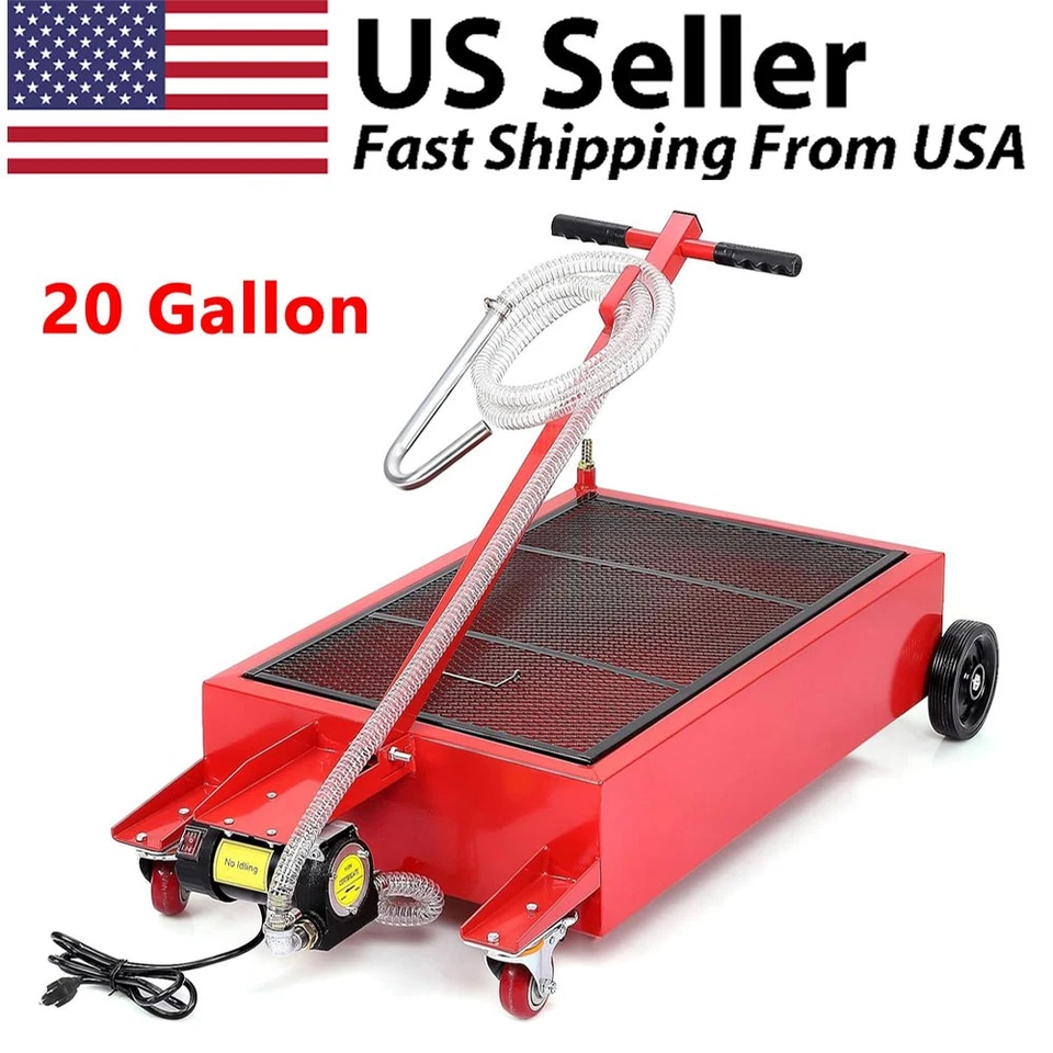 20 Gallon Electric Oil Drain Pan with Pump & Hose, Low Profile Oil Drain Cart - Image 1 of 4