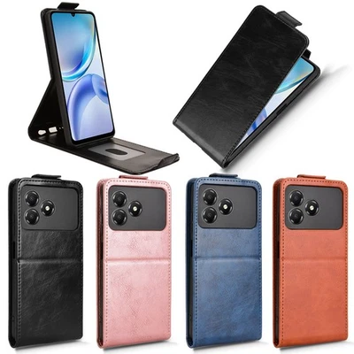 For ZTE Blade A36 4G, Luxury Vertical Up-Down Leather Wallet Stand Case Cover - Image 1 of 4
