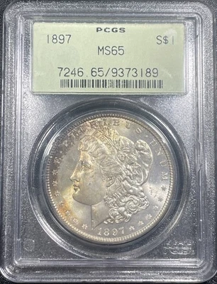 1897 Morgan Silver Dollar $1 PCGS MS 65 OGH Better Coin Proof Like Obverse - Image 1 of 4