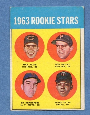 1963 Cartão de Beisebol Topps # 228 Estrelas Novatas - Kranepool - Oliva - Alvis - Novato - Imagem 1 de 2