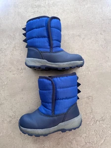 Carter’s Toddler Boys Winter Snow Boots Size 8M - Blue Dinosaur Spike Warm Boots - Picture 1 of 8