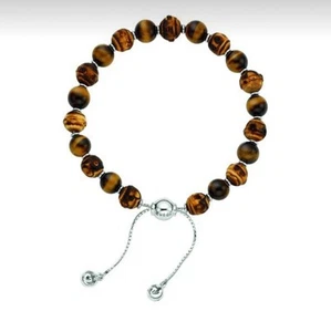 Gucci Tiger’s Eye & Bamboo Beaded Bracelet Sterling Silver New With Box & Bag - Picture 1 of 11
