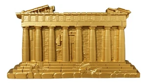 Moneda de Plata 2 Oz 2025 Camerún Monumentos de la Civilización El Partenón Oro Dorado - Imagen 1 de 7