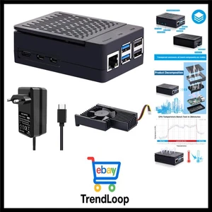 Raspberry Pi 5 ABS Gehäuse mit Netzteil PD 27W USB-C, Pi5 Gehäuse mit Armor L... - Bild 1 von 11