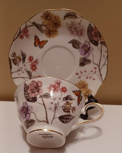 Grace Teaware Butterfly & Flower Garden Cup & Saucer - Imagen 1 de 2