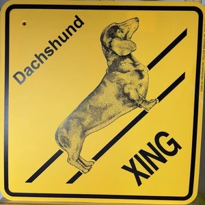 DACHSHUND Crossing Yellow Wall Sign **NEW** 10.5” X 10.5” - Picture 1 of 6