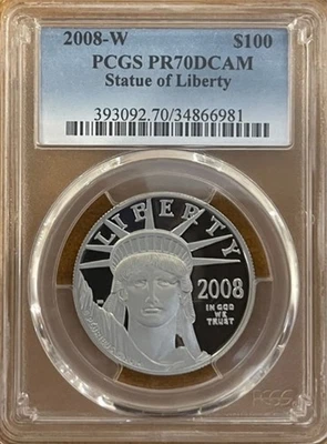 2008-W Platinum American Eagle $100 PCGS PR70 DCAM Blue Label - Image 1 of 2