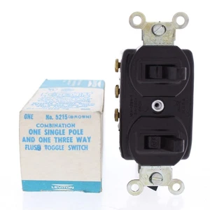 Leviton 5215 braun Kombi einpolig 3-fach Unterputz Kippschalter 10A 125V - Bild 1 von 5