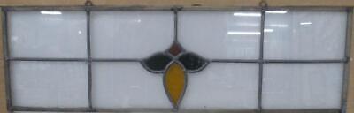 OLD ENGLISH LEADED STAINED GLASS WINDOW Unframed W Hooks Floral 27.25  X 9  • 243.16$