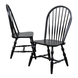 Sunset Trading Black Cherry Selections 20" Wood Dining Chair in Black (Set of 2) - Picture 1 of 5