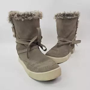 Toms Nepal Wildleder Leder Stiefel Schuhe Mokassin Kunstfellbesatz Größe 9 Damenstiefel - Bild 1 von 6