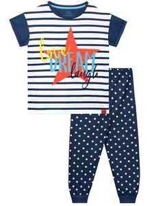 Mädchen Schlafanzug Loungewear Set Schlafanzug 6-13 Jahre Streifen Punkte Liebe, Traum, Lachen Geschenk - Bild 1 von 8