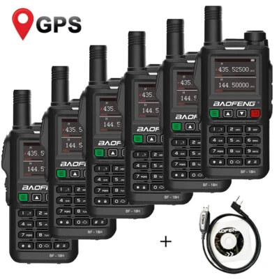 6x Portable Walkie Talkie Two Way Radio GPS Handheld Transceiver + Program Cable - Image 1 of 4