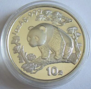 China 10 Yuan 1997 Panda Shanghai Mint (fecha pequeña) 1 OZ plata - Imagen 1 de 2