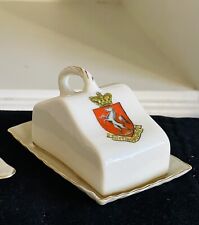 Crested Porcelain Souvenir Ware, England. Miniature Butter Dish Shaped
