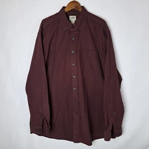 LL Bean Shirt Mens 2XLT XXLT Tall Traditional Fit Red Button Down LS Houndstooth - Picture 1 of 17