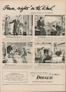 1951 Airplane Airlines Douglas DC 6 50s Vintage Print Ad Business Travel Vacatio - Picture 1 of 9