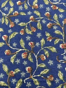 "Tessuto Navy Vintage Pianta Floreale Modello Castagno 4,8yds X 44"" - Foto 1 di 3