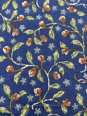 "Tela vintage azul marino floral planta castaño patrón 4,8 yardas X 44""" Foto 1 de 3