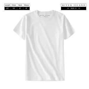 River Island Crew Neck, Size 8 Men's T-shirt , Plain White - Picture 1 of 8