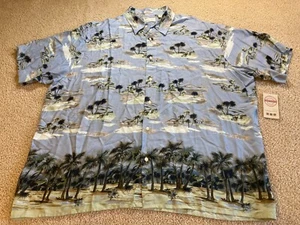 NEW Natural Issue Mens Size XXL Button Up Shirt Hawaiian Short Sleeve Blue Rayon - Picture 1 of 11