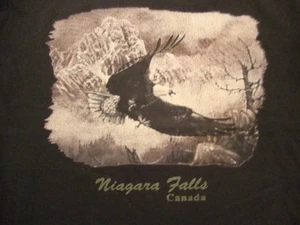 Vintage Niagara Falls Canada Eagle Waterfall Artwork Souvenir Black T Shirt M - Picture 1 of 3