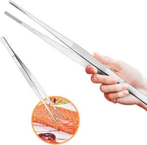 Kitchen Tweezers Tongs Stainless Steel 12 Inch Long Tweezers Heavy Duty Large Fo - Picture 1 of 12