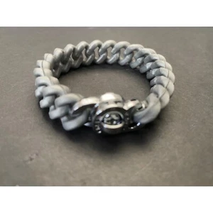 Bracciale Rustico Grigio Argento Silicone Intrecciato MADISON Argento Turn Lock Bracciale - Foto 1 di 6