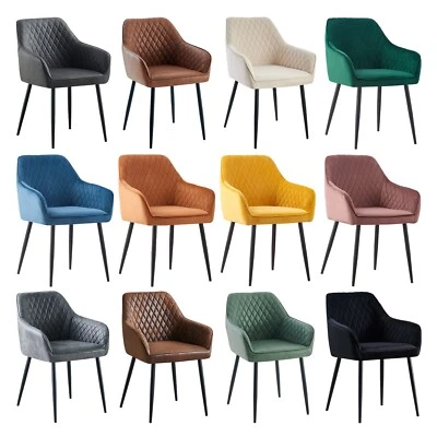 Set of 2/4/6 Samt mit Rückenlehne Sessel Esszimmer/Wohnzimmerstuhl Retro Design - Bild 1 von 4