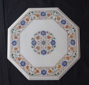 20" Marble Table Top floral marquetry Pietra Dura Inlay Handmade Art Work - Picture 1 of 1