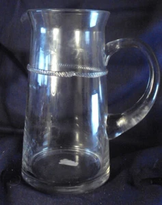 Artland clear glass pitcher 9" tall rigaree band crystal blown - Picture 1 of 5