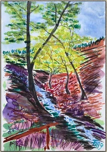 Original Aquarell Malerei Ludwigsschlucht Kunstgemälde Landschaft Unikat - Bild 1 von 1