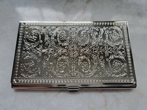 Vtg Ornate Scrollwork Floral Business Card Case-Marked SMITHSONIAN INSTITUTION - Picture 1 of 6