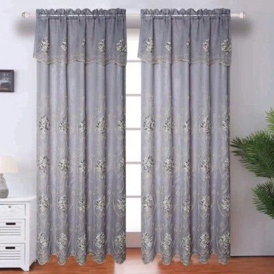 Juego de 2 cortinas bordadas Kylie Regina con válvula adjunta y respaldo, 84" de largo Foto 1 de 3