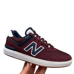 New Balance 574 Youth Boys Suede Sneaker Size 4.5 Burgundy/Navy Lace up Shoes - Picture 1 of 20